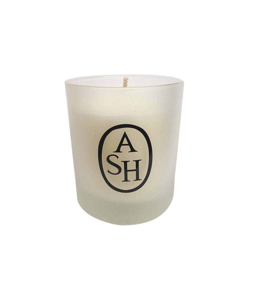 candle with logo